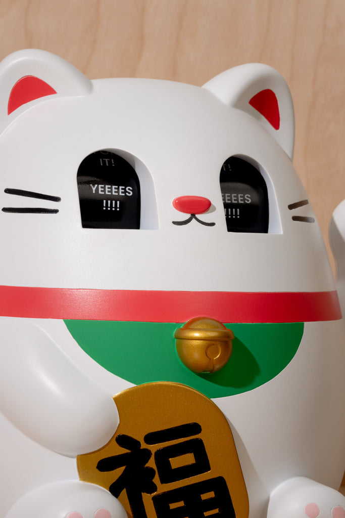 Magic Maneko Lucky Cat Fortune Teller (White) 4.7"
